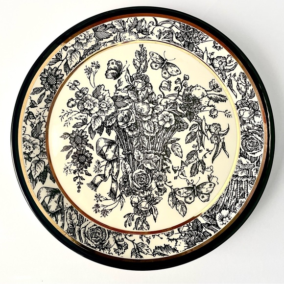 Mud Pie Black, Cream and Gold Trimmed Dessert Plates - Set of 2 - Picture 3 of 6